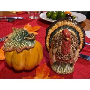 Fitz and Floyd Autumn Bounty Collection Salt and Pepper Shaker Set IOB